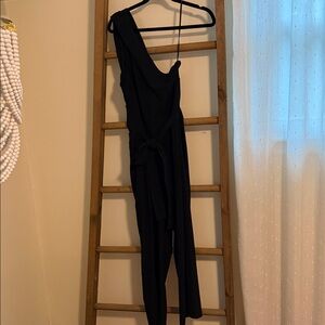 Club Monaco Black One-Shoulder Jumpsuit
